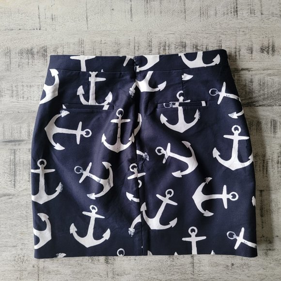 J. Crew Navy and White Nautical Anchor Skirt 4 - Picture 2 of 6
